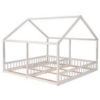 House Platform Beds, 2 Shared Beds, Metal Frame With Guardrails