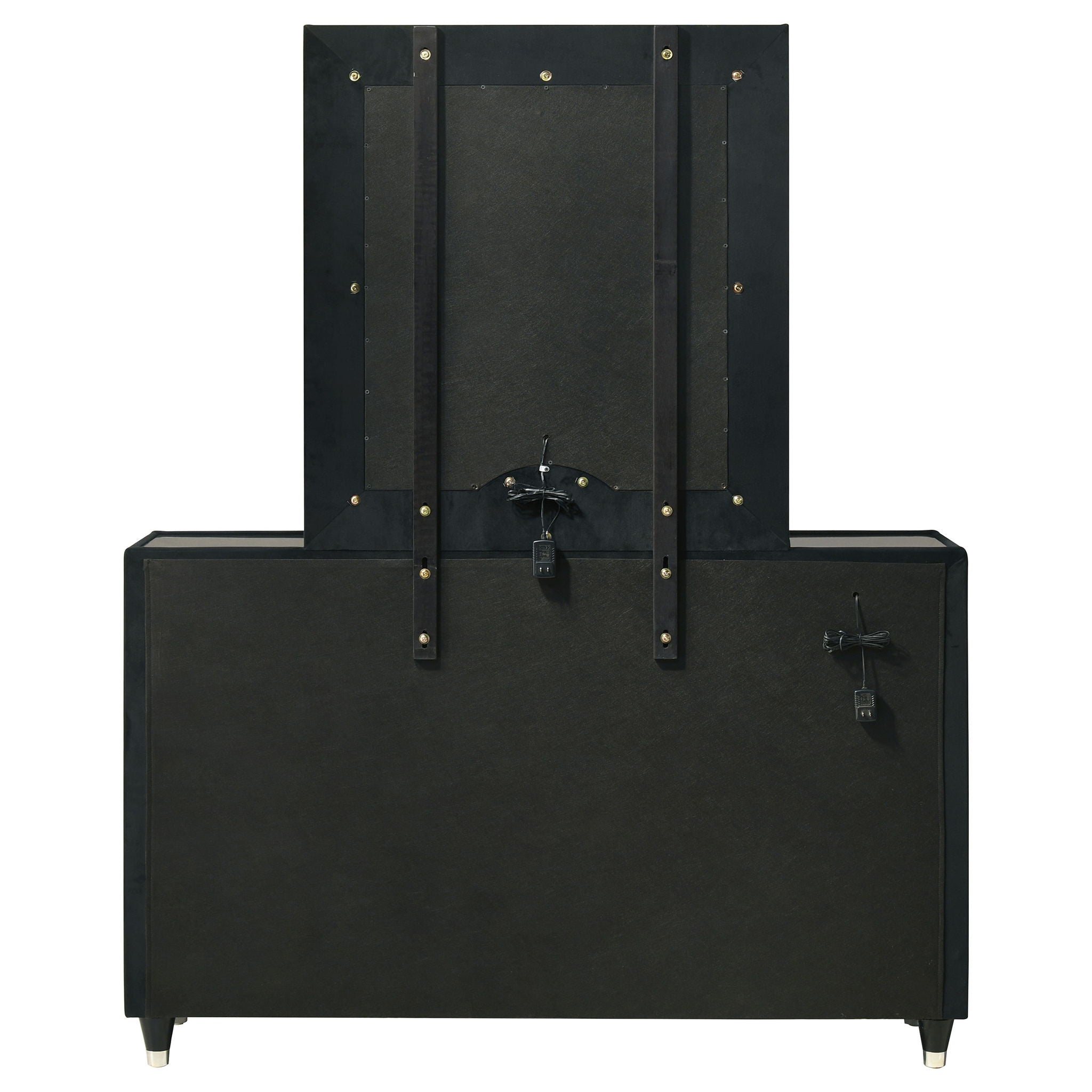 Ravenne 8-drawer Velvet Upholstered LED Dresser and Mirror Black