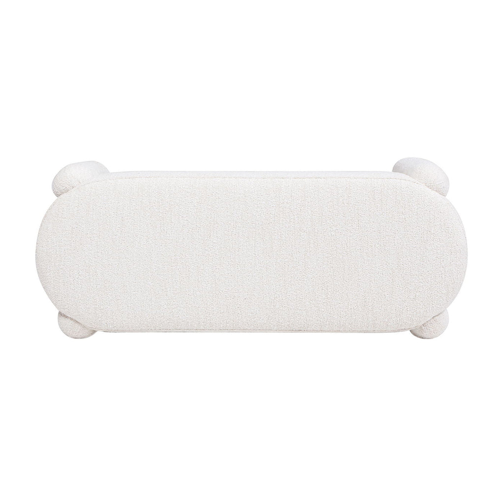 Hugo - Oval Fully Upholstered Bench - Milk Cream White