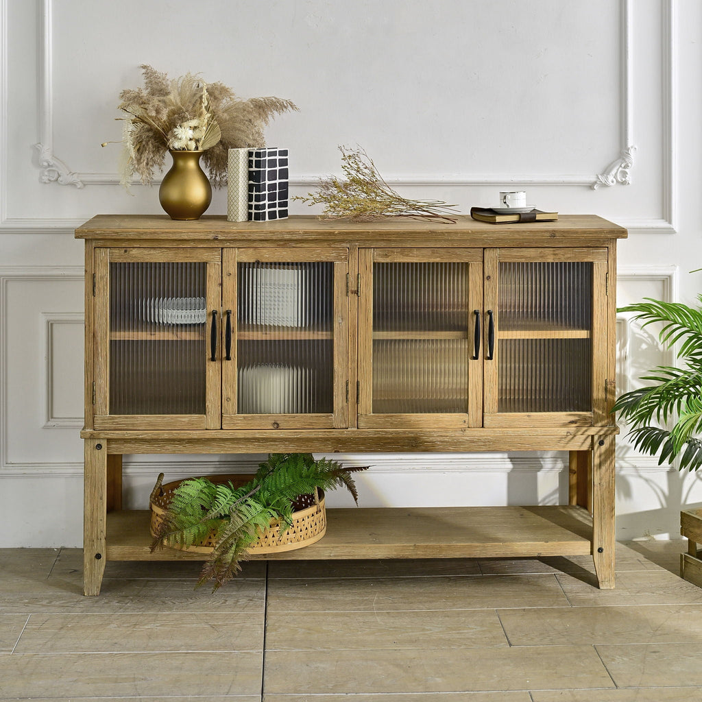 Rectangle Accent Sideboard Cabinet With Storage Shelf, Cabinet For Kitchen - Natural Wood