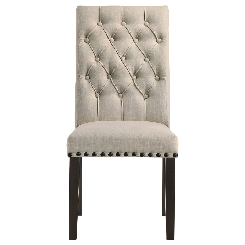Alana Upholstered Dining Side Chair Beige Smokey Black (Set of 2)