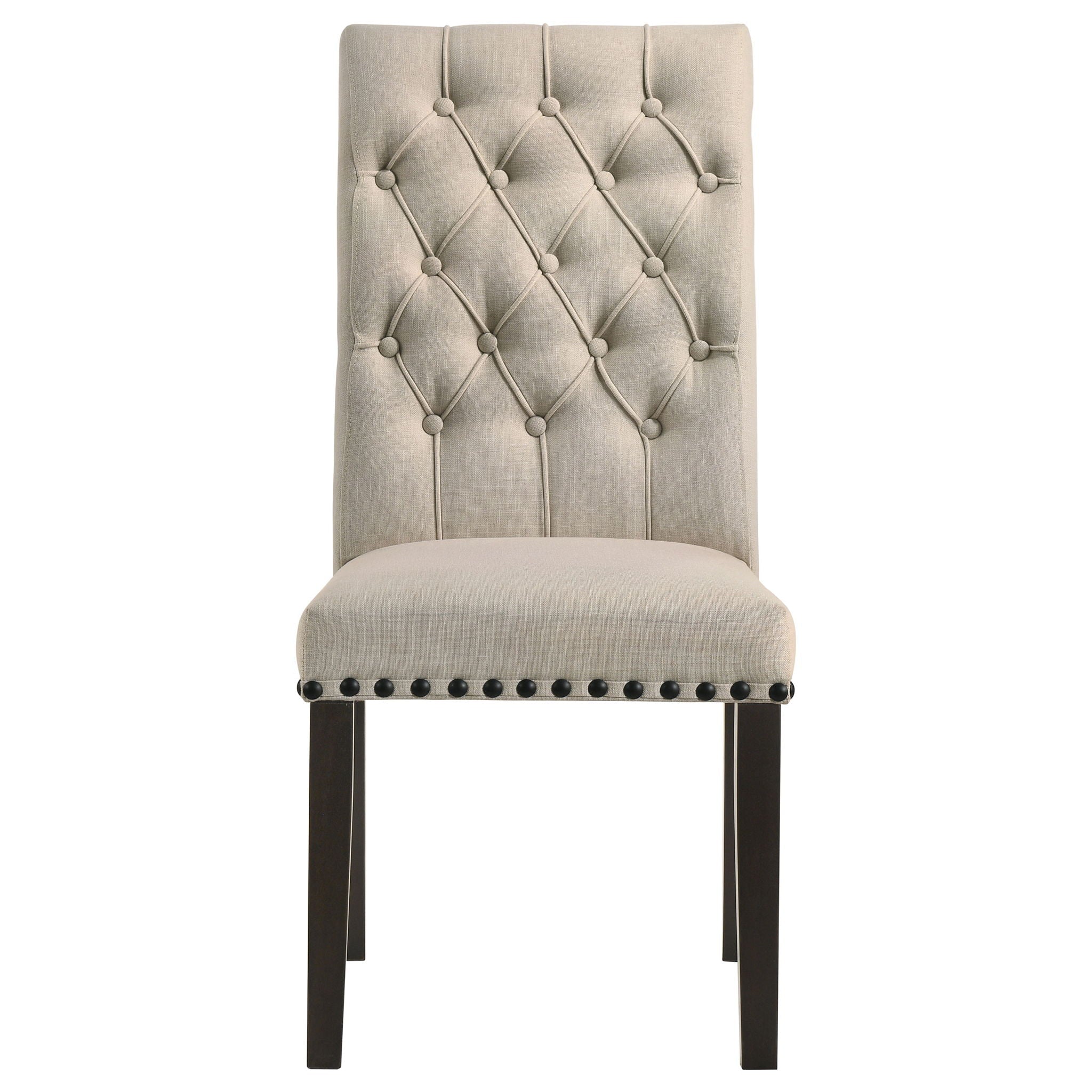 Alana Upholstered Dining Side Chair Beige Smokey Black (Set of 2)