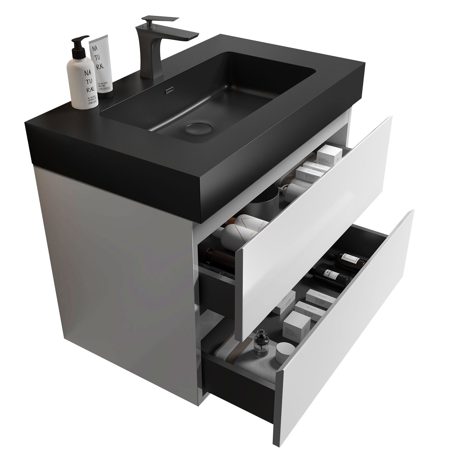 Alice - Bathroom Vanity With Large Storage, Sink, Wall Mounted