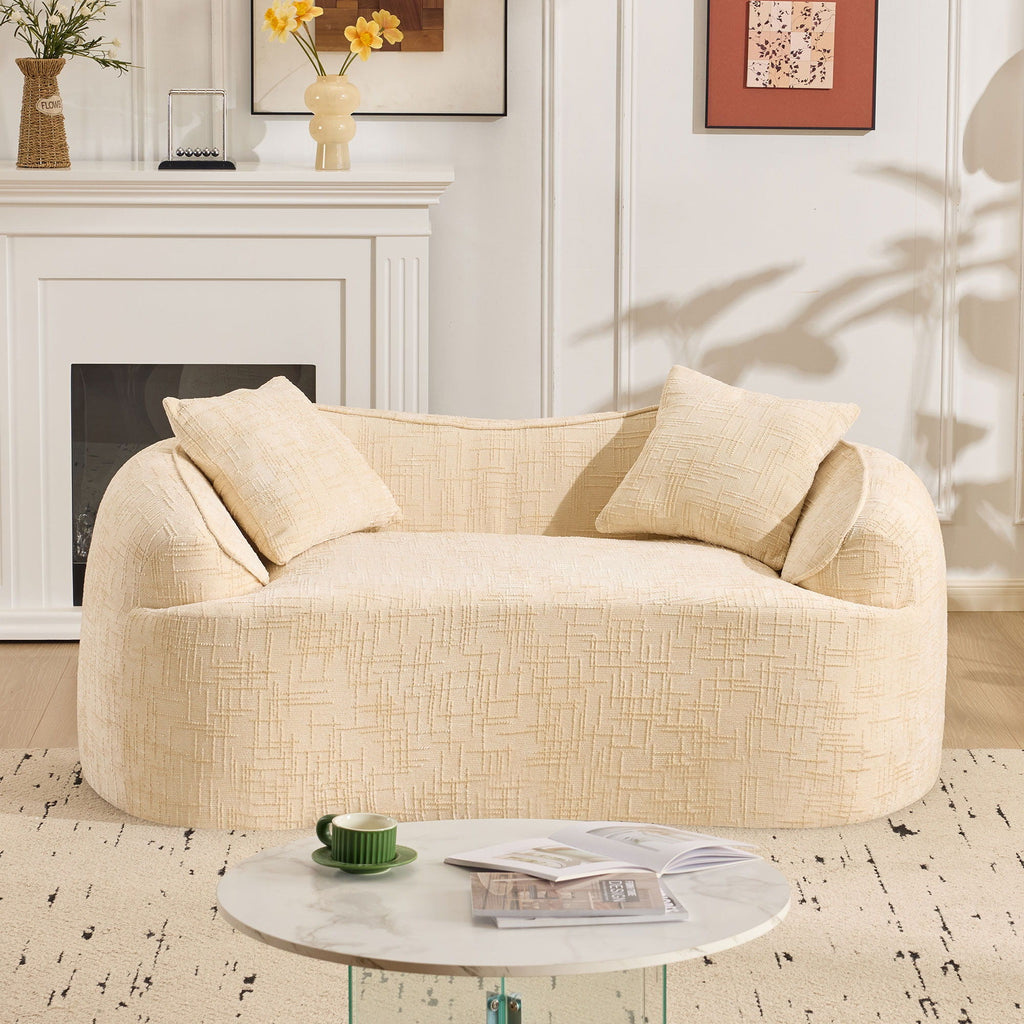 Curved 2 Person Compress Sofa With Armrests, Includes Pillows