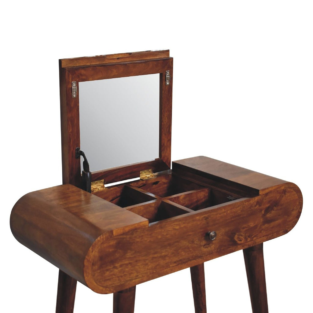 Mini Round Fold Vanity - Chestnut