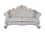 Vendome II - Loveseat With 4 Pillows - Two Tone Ivory Fabric & Antique Pearl