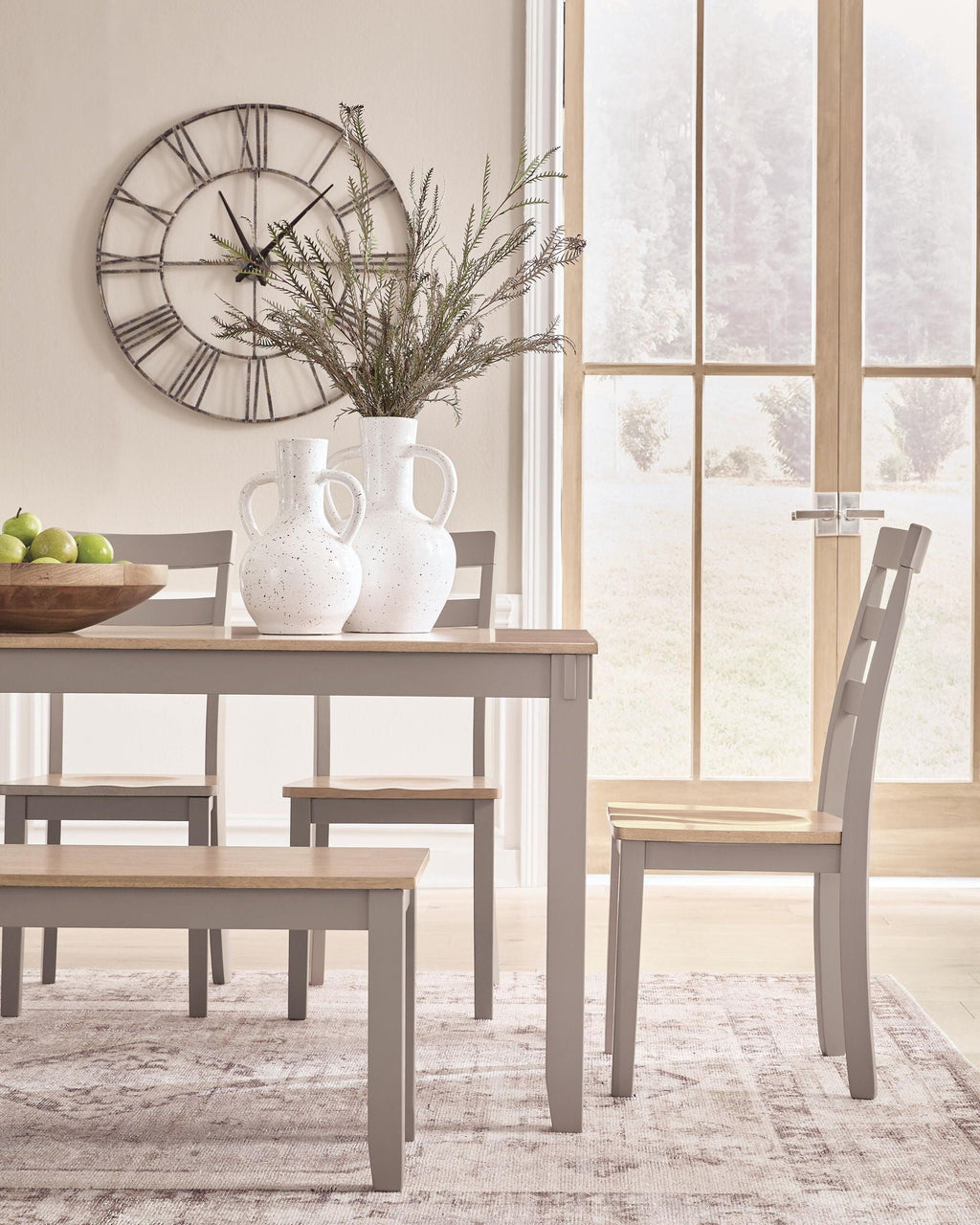 Harperfeld - Dining Room Table Set (Set of 6) - Natural / Gray