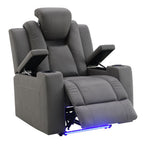Leuco - Power Motion Recliner With Cup Holder, Control, LED & Power Headrest - Gray