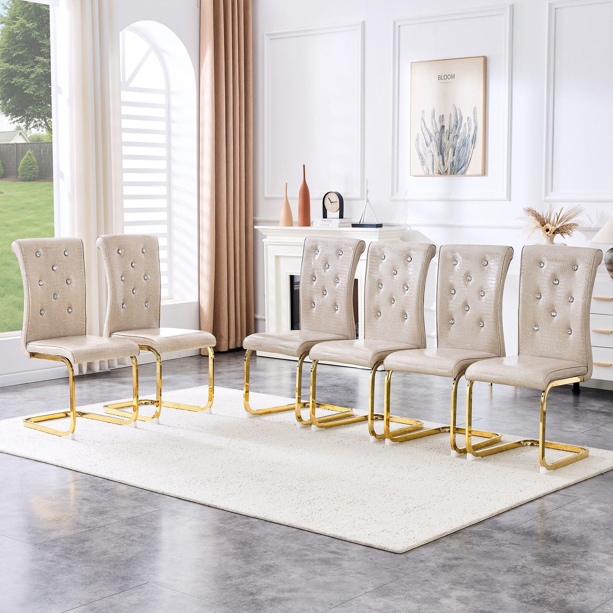 Elegant Design Alligator Skin Upholstered Dining Chairs