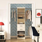 Kelly - 5 Shelf 2 Drawer Closet Organizer With 3 Adjustable Hanging Rods - Ivory