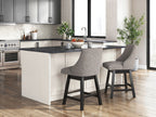 Neymorton - Upholstered Swivel Barstool (Set of 2) - Dark Grayish Brown