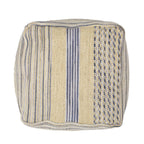 Western - Handcrafted Fabric Pouf, Durable - Natural / Blue