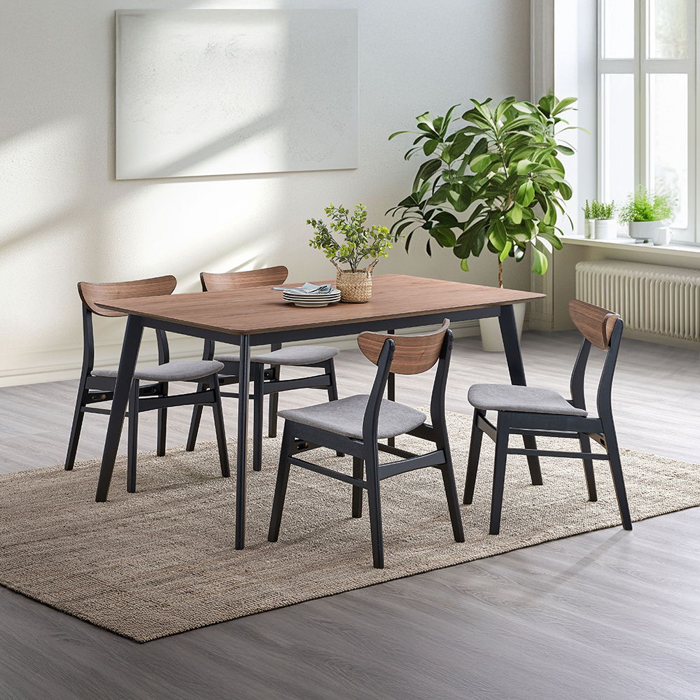 Rebi - Dining Table - Walnut & Black