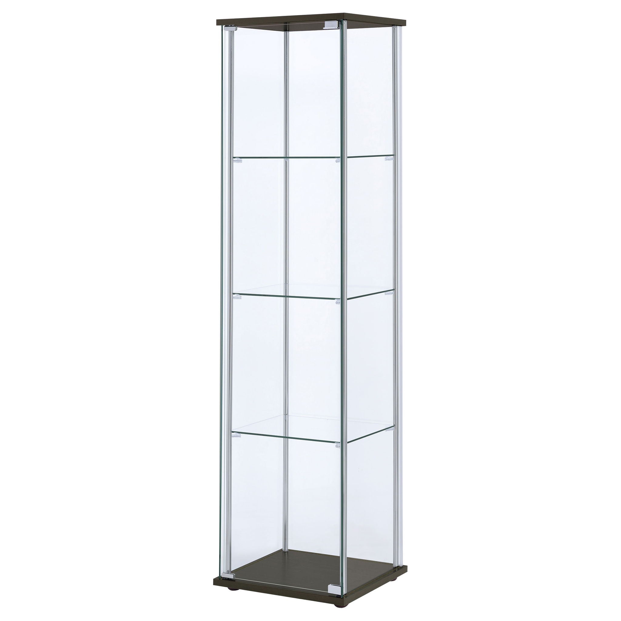 Bellatrix 3-shelf Clear Glass Curio Cabinet Cappuccino