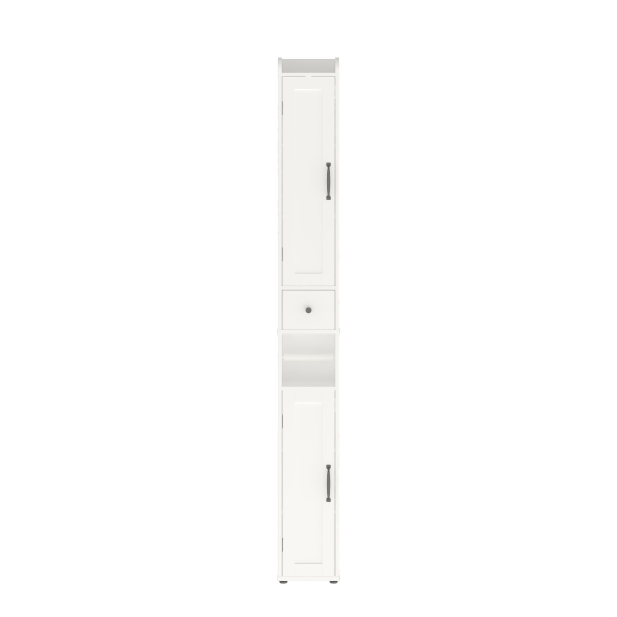 Slim Tall Bathroom Storage Cabinet With Adjustable Shelves, 2 Doors Freestanding Cabinet - White