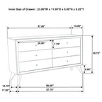 1 Piece Dresser With Angled Legs, Wave Texture And Round Knobs - White