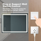 Bathroom Vanity Rectangle Mirror With Front Lighting, Anti Fog, Dimmable, Smart Memory Function