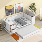 Daybed With Storage Arms, Trundle And Charging Station