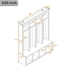 Entryway Hall Tree With Bench, 4 Hooks & Open Storage Space