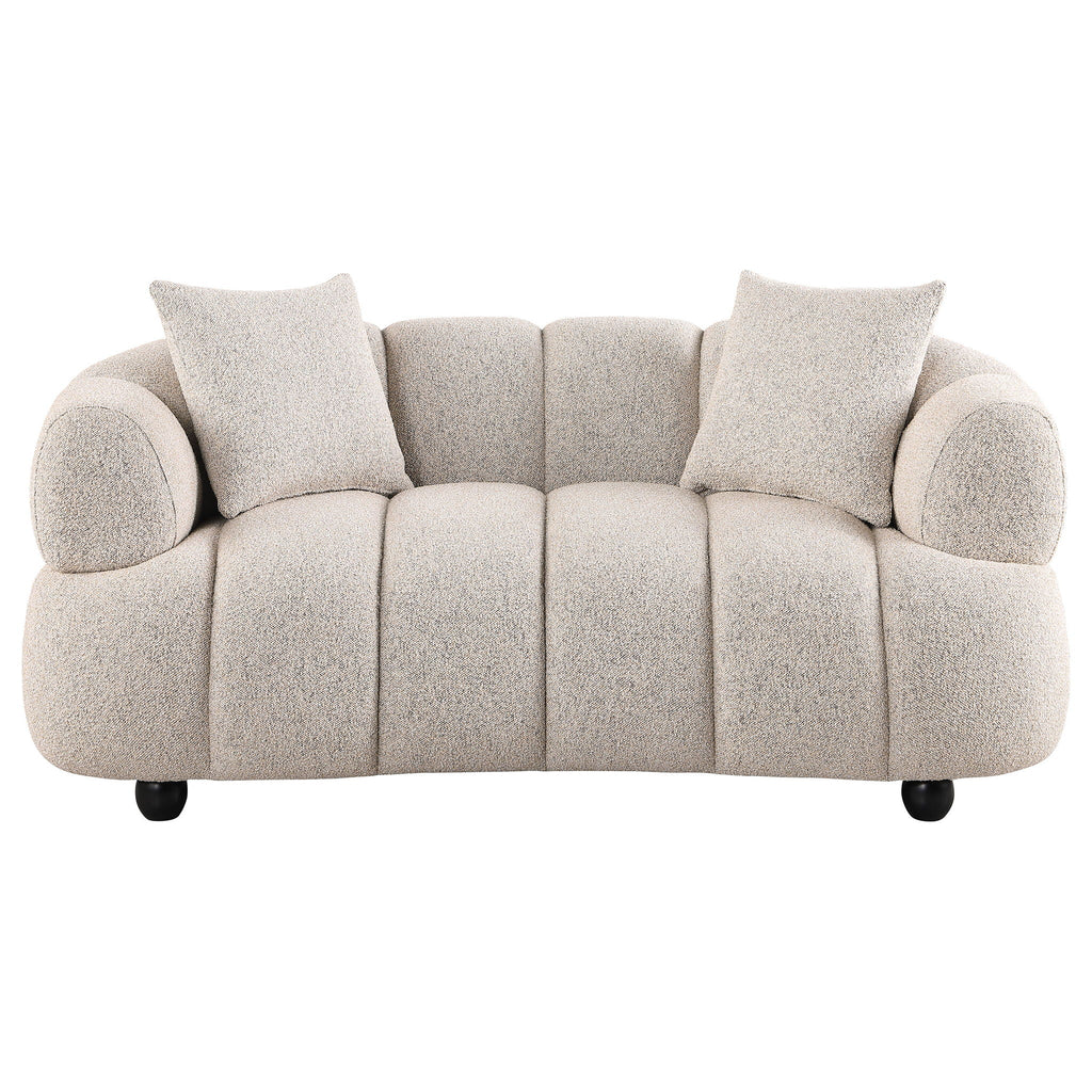Whitney Contemporary Channel Tufted Woven Fabric Upholstered Loveseat