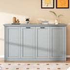 Twin Size Murphy Bed With Cabinet Storage - Gray