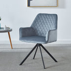 Modern Desk Chair No Wheel, Ergonomic Office Chair Home Office Upholstered Chair, Computer Chair For Bedroom, Reception Room, Living Room With Metal Legs - Blue
