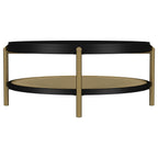 Arini Round Coffee Table With Storage Shelf Black