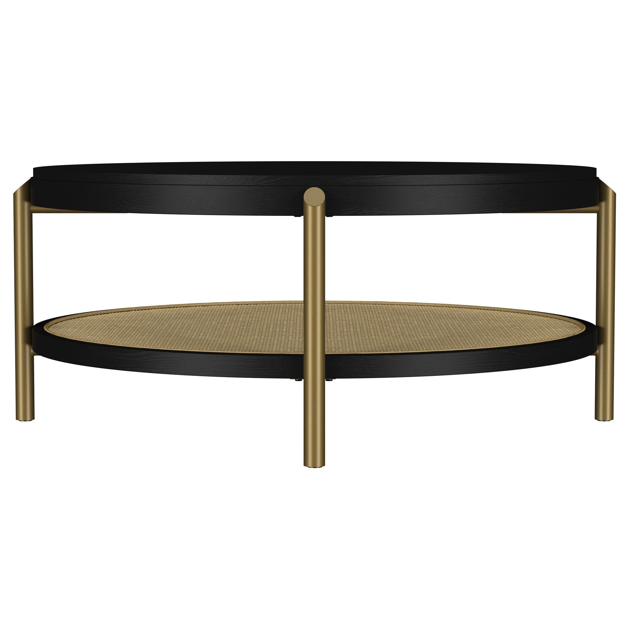 Arini Round Coffee Table With Storage Shelf Black