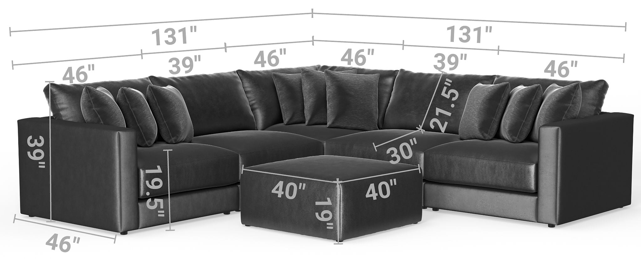 Remington - Modular Sofa And Cocktail Ottoman - Pine