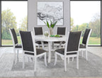 Judd 54-inch Round Dining Wood Table with Shelf Pearl White
