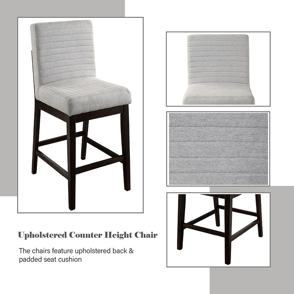 Edwyn - Counter Height Chair (Set of 2) - Gray Linen & Espresso