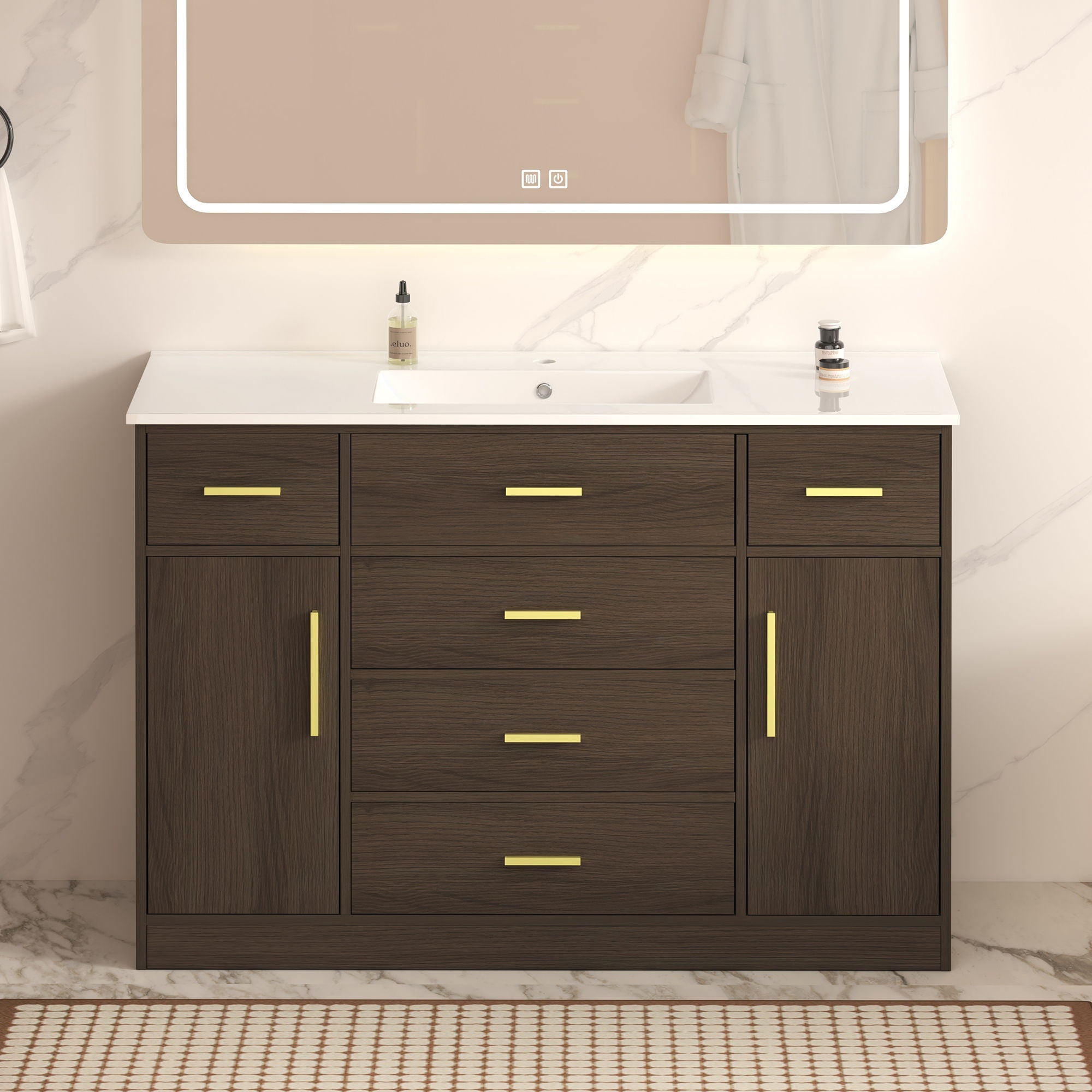 Bathroom Vanity With Abundant Storage 2 Soft Close Doors And 6 Drawers