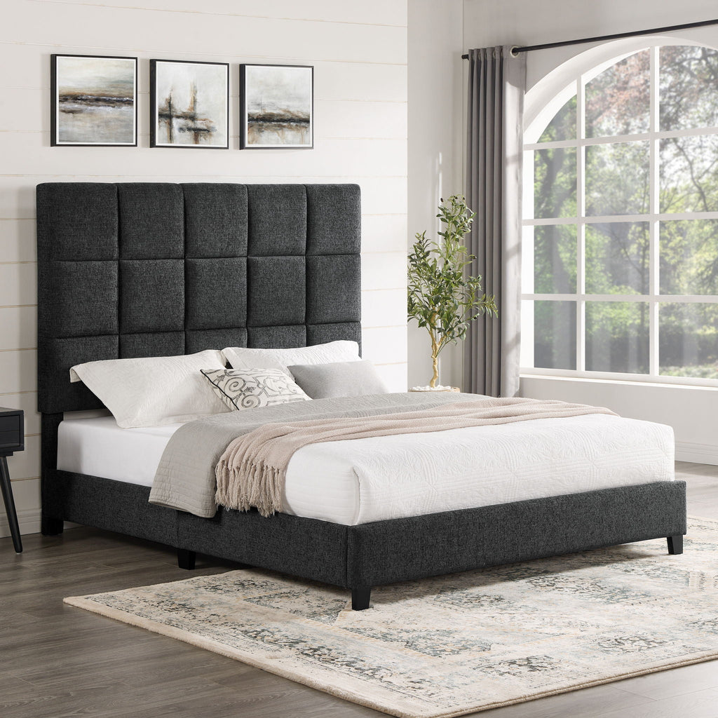 Squares Upholstered Headboard Platform Bed