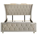 Lorient California King LED Upholstered Bed Ivory and Camel