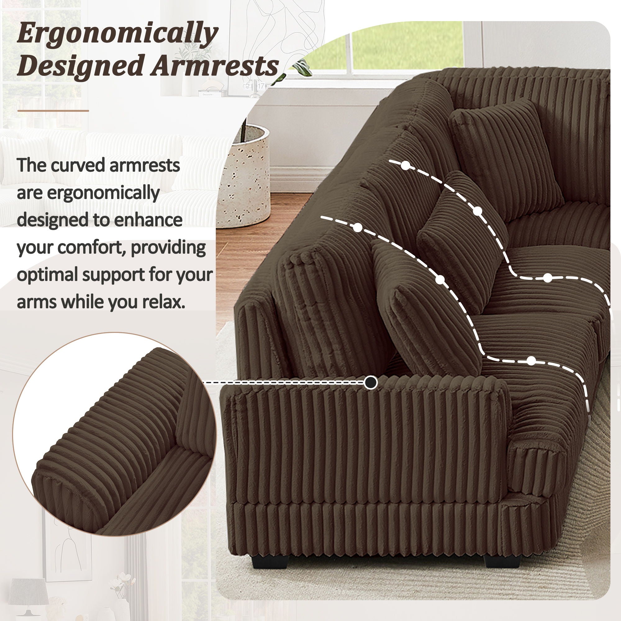 Oversized Sectional Sofa U - Shaped Sofa Couch Modern Sofa Upholstered In Soft With A Chaise Lounge For Living Room