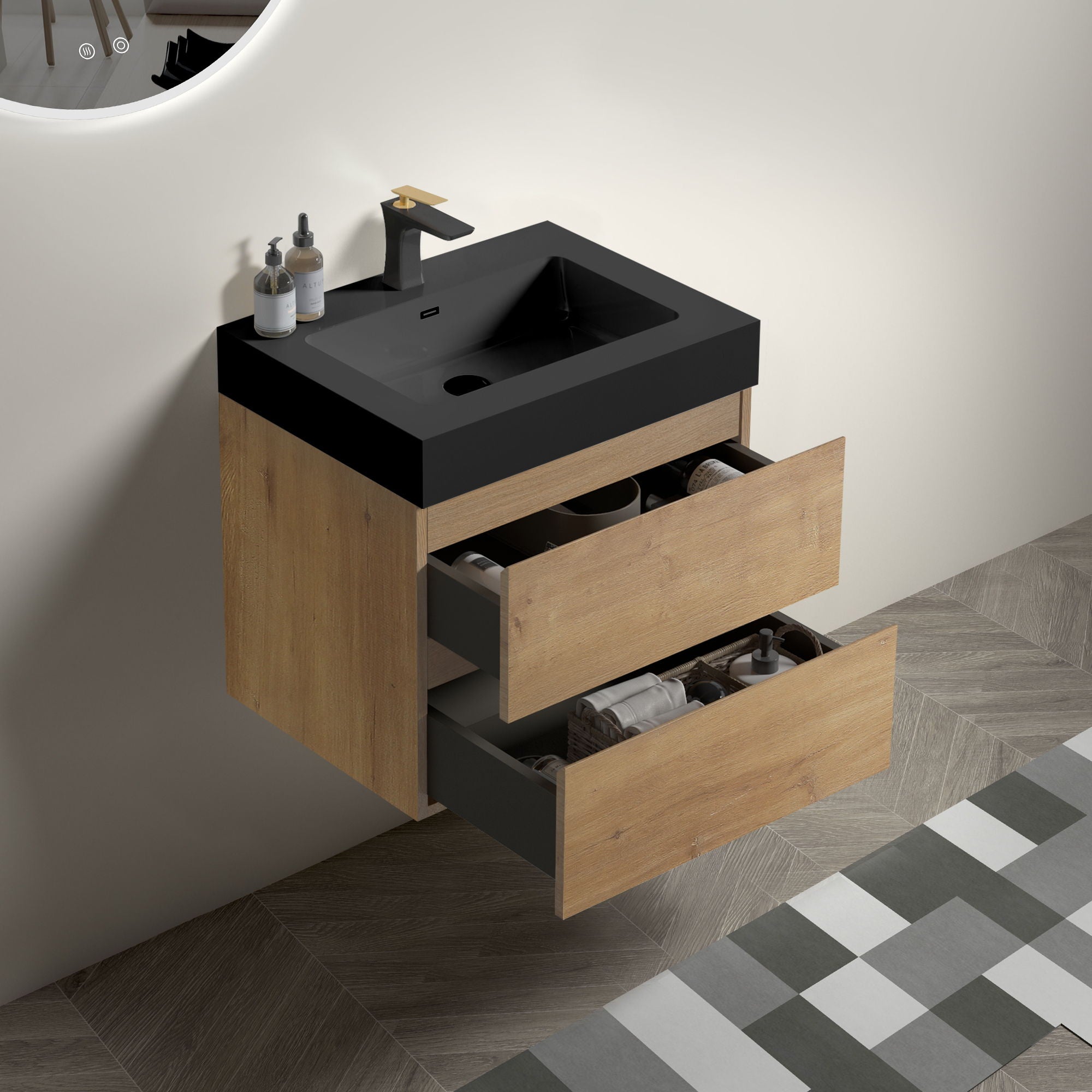 Alice - Bathroom Vanity With Sink, Large Storage, Wall Mounted