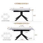 Rectangular Dining Table With Geometric Legs For Dining Room - Light Gray