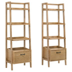 Fabian 2-piece 4-shelf Bookshelf with Drawer Distressed Light Brown