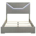Ives Queen Panel Bed LED Headboard Grey High Gloss
