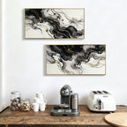 Large Framed And Abstract Wall Art, Minimalist Canvas Prints (Set of 2) - White / Black