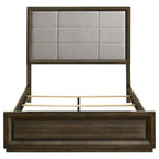 Atlas 64-inch Queen Upholstered Panel Bed Grey and Dark Oak