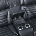 Ephron - Power Motion Loveseat With Console, Power Headrests, LED & Speakers - Black