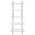 Hartford 79-inch 5-shelf Glass Bookshelf Chrome