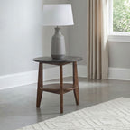 Bradley Round SmartTop End Side Table Smokey Grey and Dark Brown