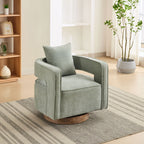 Swivel Accent Open Back Barrel Chair With Weathered Base