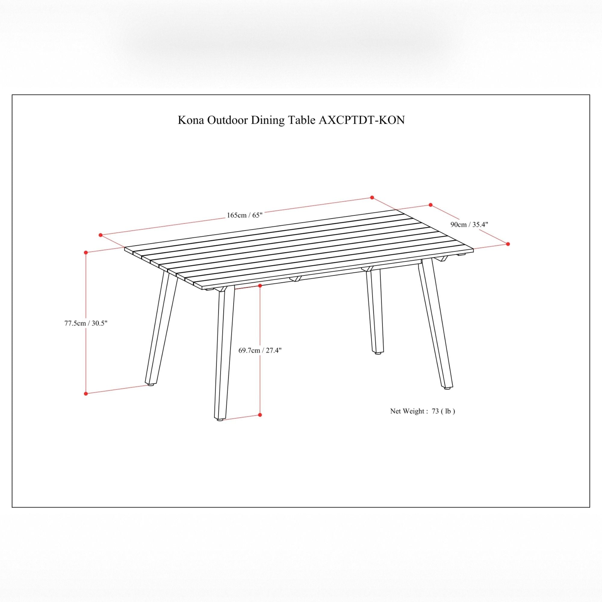 Kona - Outdoor Dining Table - Light Teak