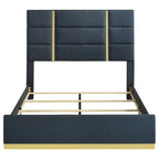 Ines 56-inch Fabric Upholstered Queen Panel Bed Navy