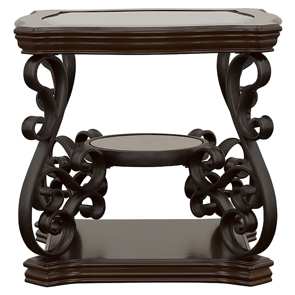 Laney 1-shelf Glass Top Square End Table Deep Merlot