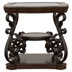 Laney 1-shelf Glass Top Square End Table Deep Merlot