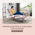 Chaise Lounge Indoor, Button Tufted Upholstered Chaise Lounge Chair With Pillow